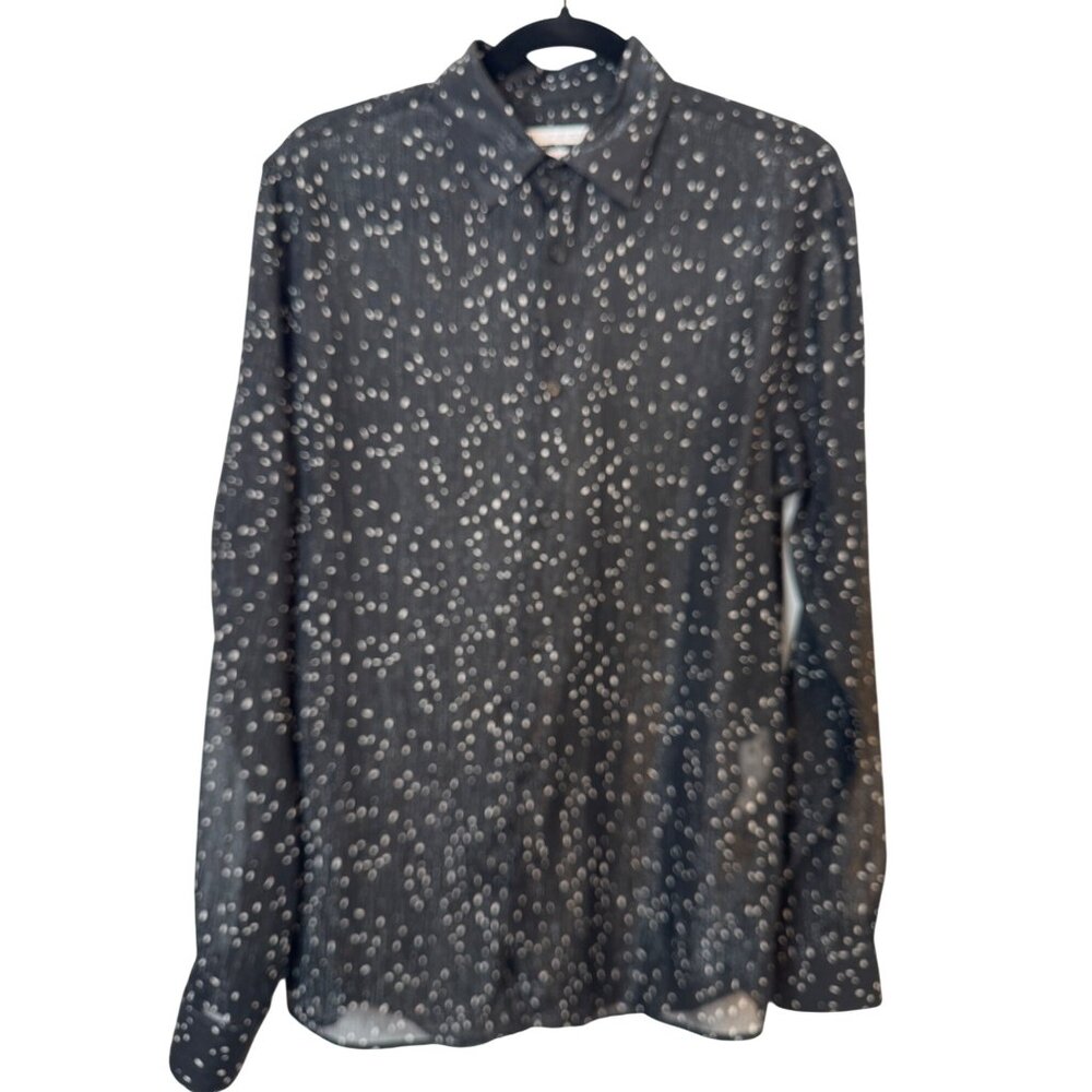 2/$30 ZARA M Shimmery Dressy Polka Dot Long Sleeve Shirt